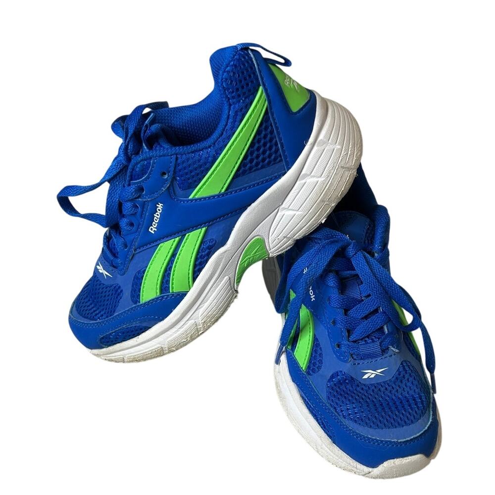 Reebok blue & lime Chaos running sneakers youth sz 3